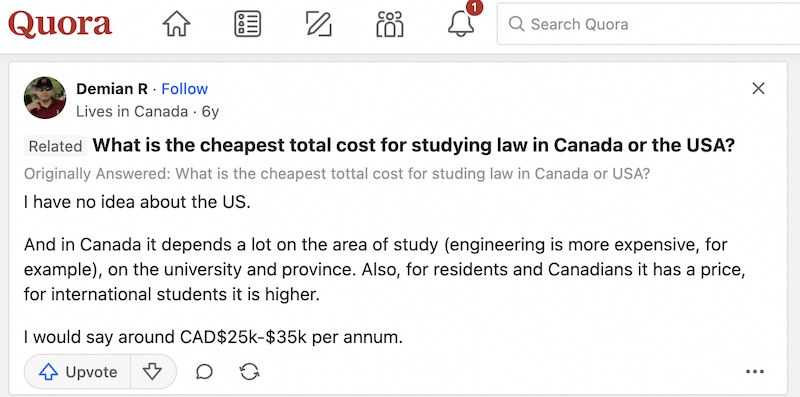 FB Demian R Cheapest total studying law Canada