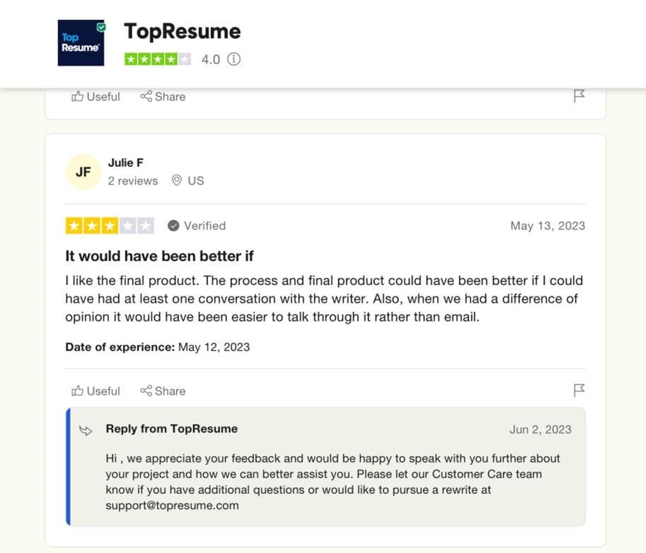 topresume-customer-feedback-about-disadvantage