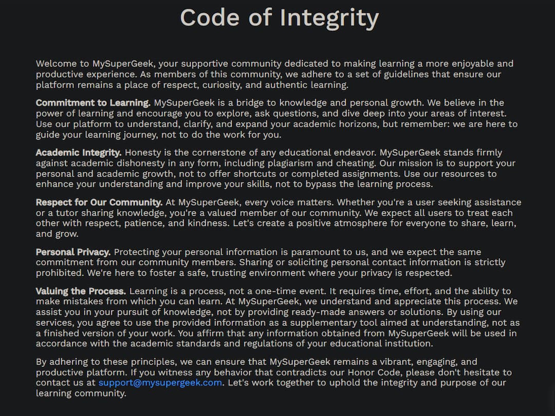 mysupergeek code of conduct