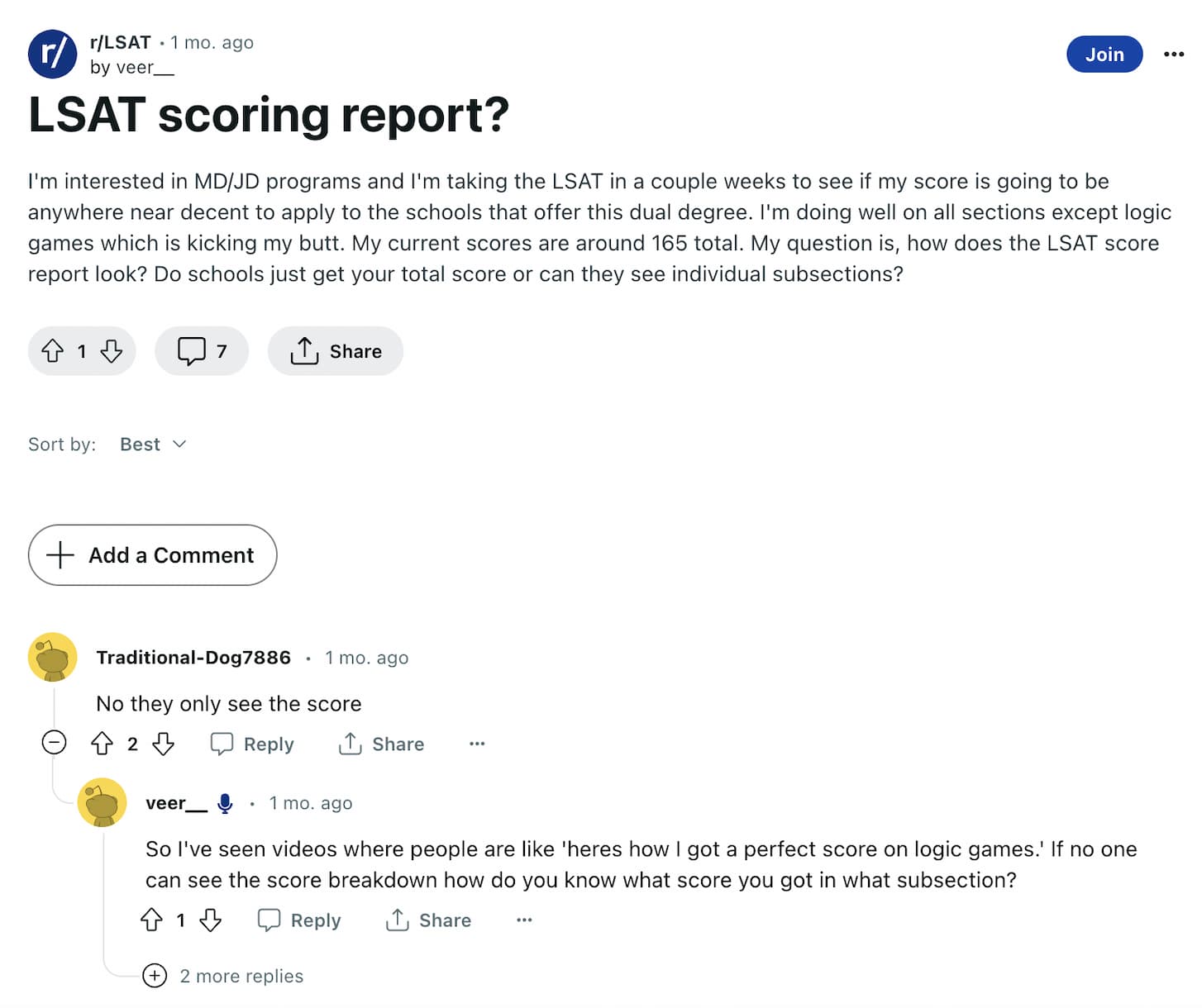 LSAT scoring report