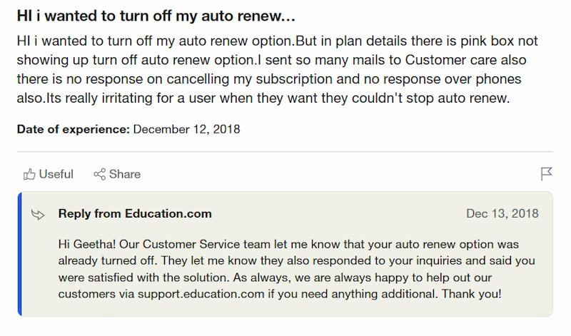 Customer Service Support auto renew