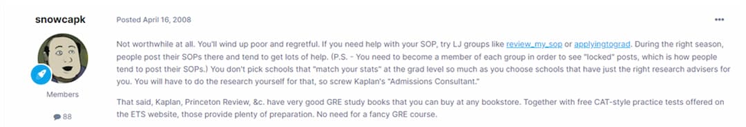 kaplan admissions reviews