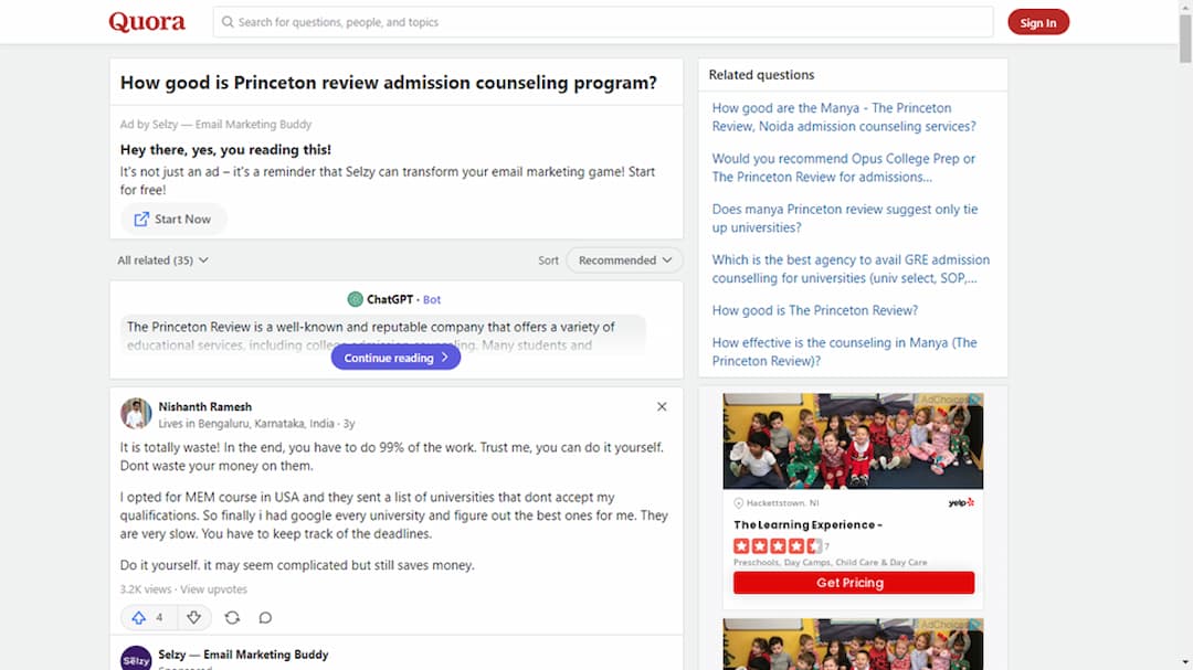 princeton review admission reviews on quora