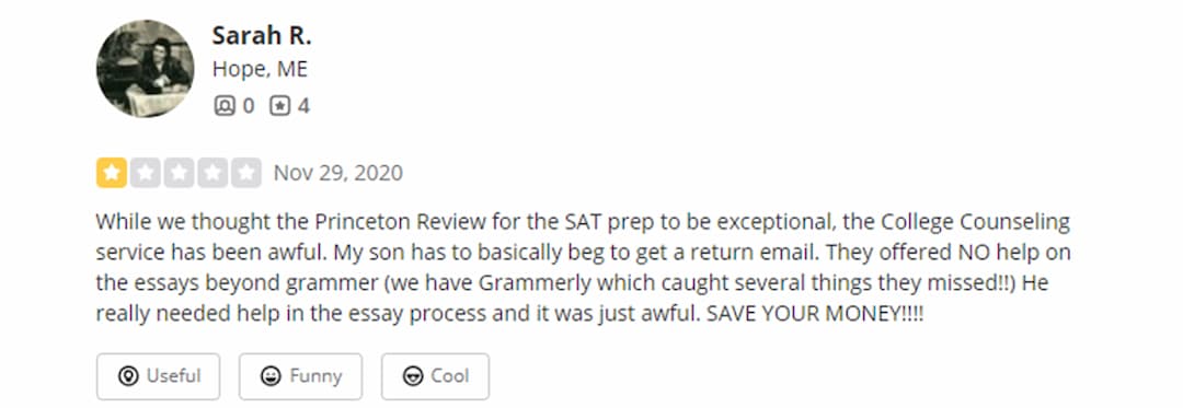 princeton review admissions review on sitejabber