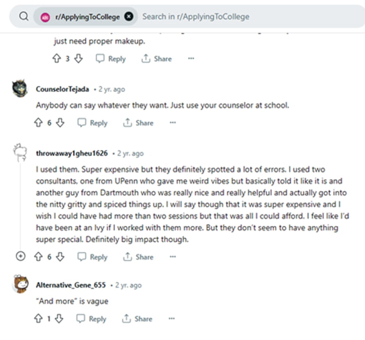 ivy coach student's opinion