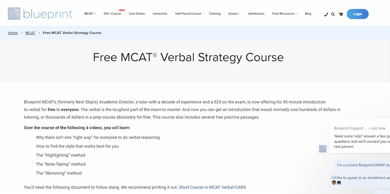 Free MCAT@ Verbal Strategy Course