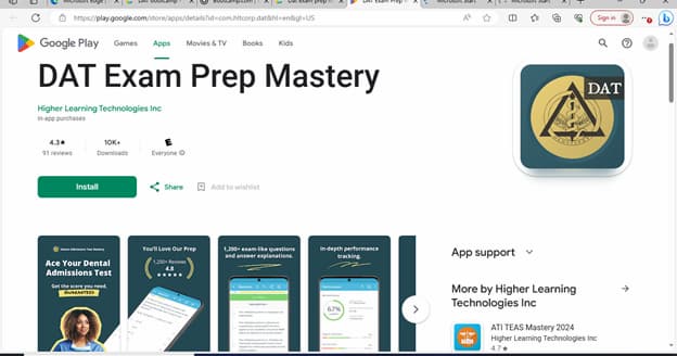 DAT Exam Prep Mastery on Google Store App