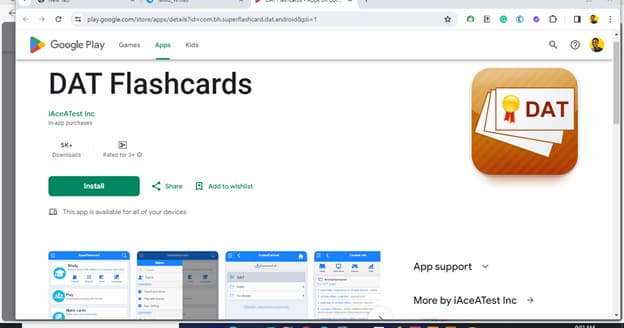 DAT Flashcards App on Google Store
