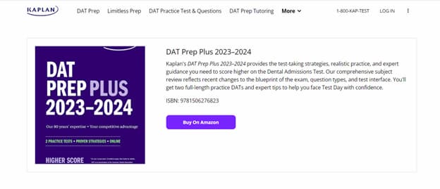 Kaplan's DAT Prep Plus Study Book