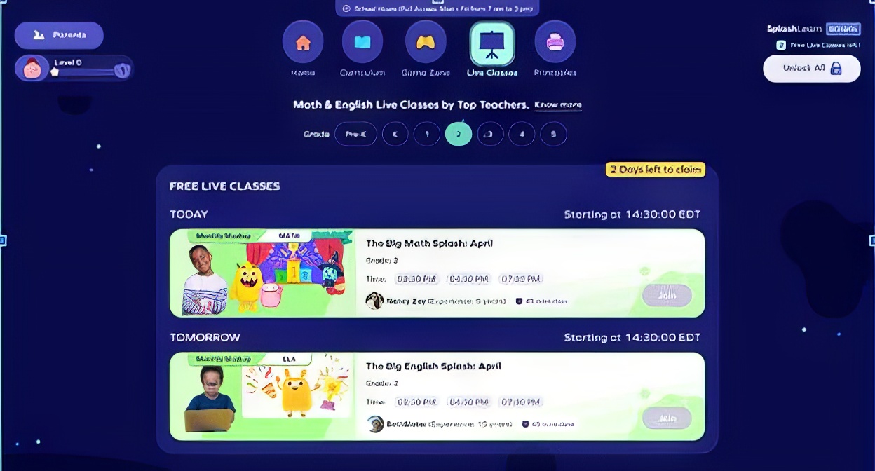 SplashLearn Math Live Class